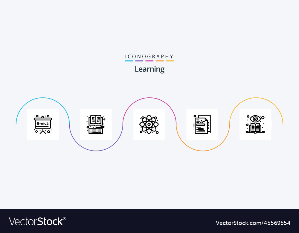 Learning line 5 icon pack including supervised