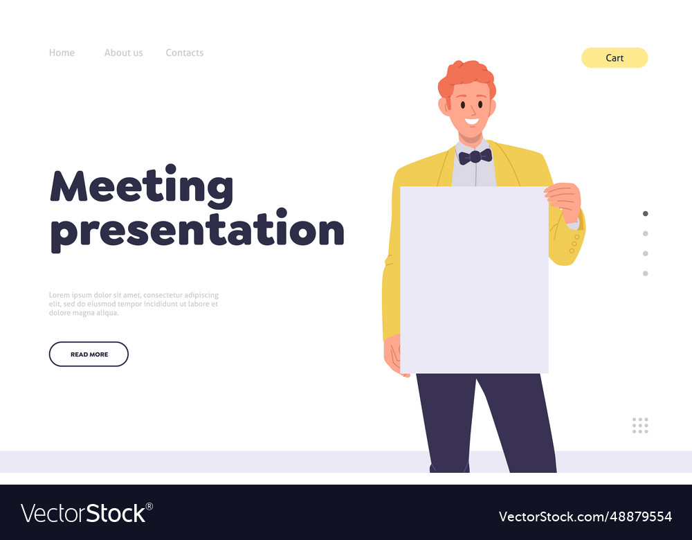 Meeting presentation landing page design template Vector Image