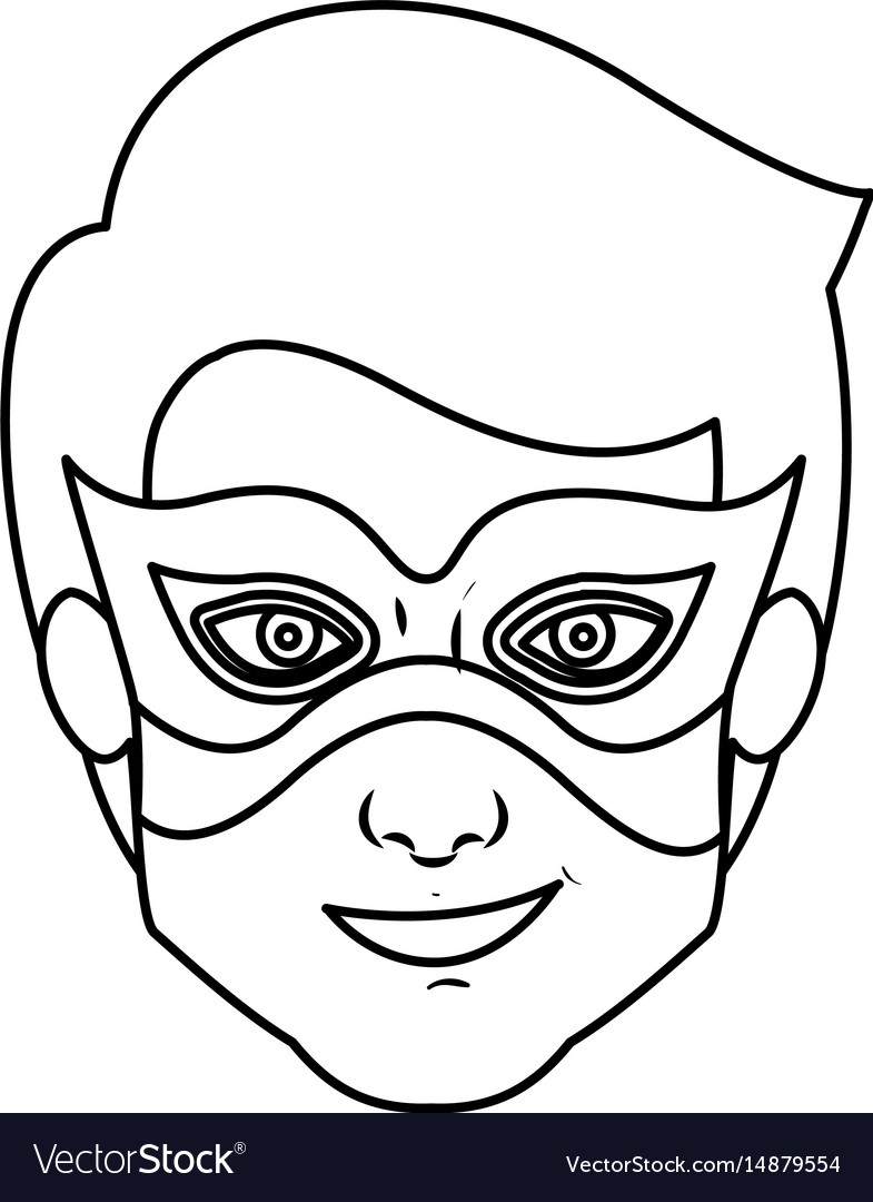 Monochrome silhouette with kid superhero mask