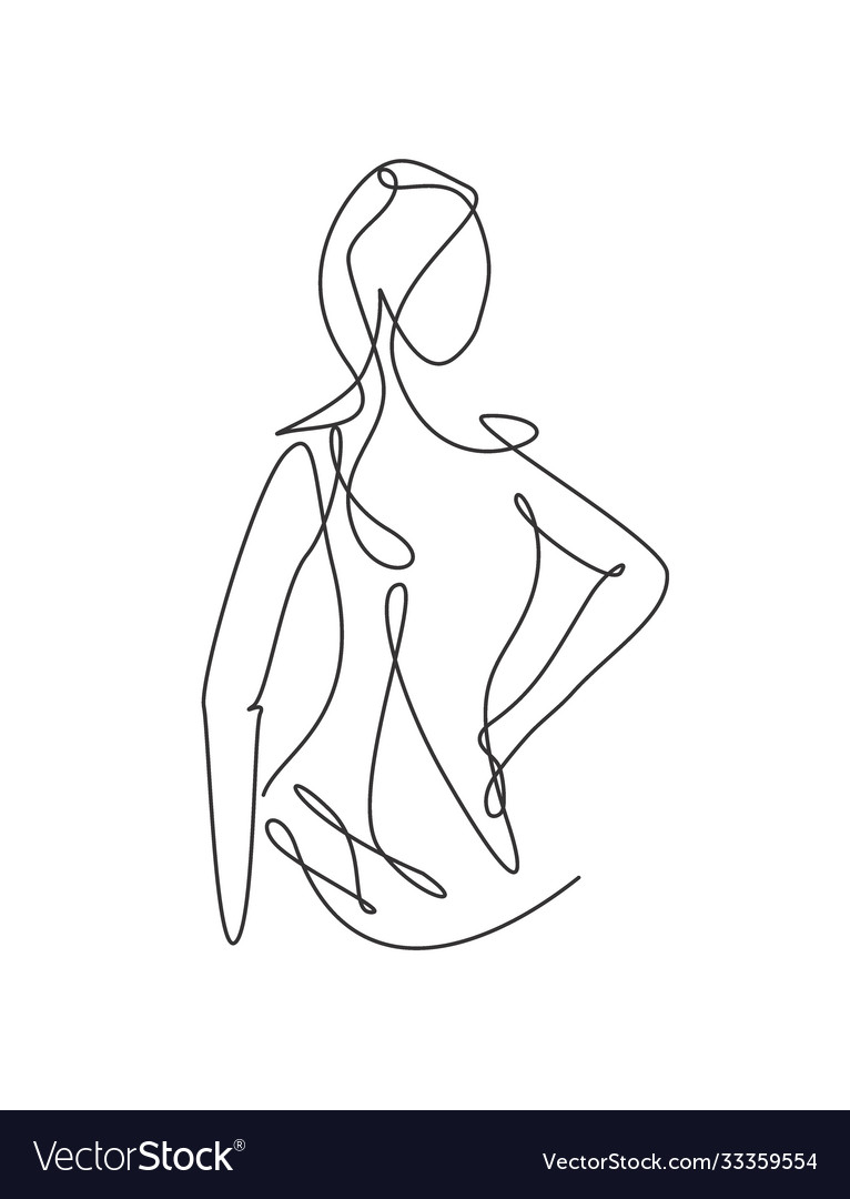 One continuous line drawing beauty woman feminine Vector Image