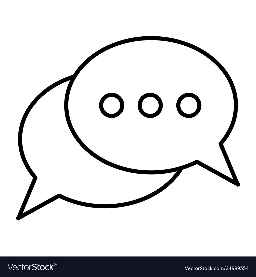 Oval speech bubble with three points thin line