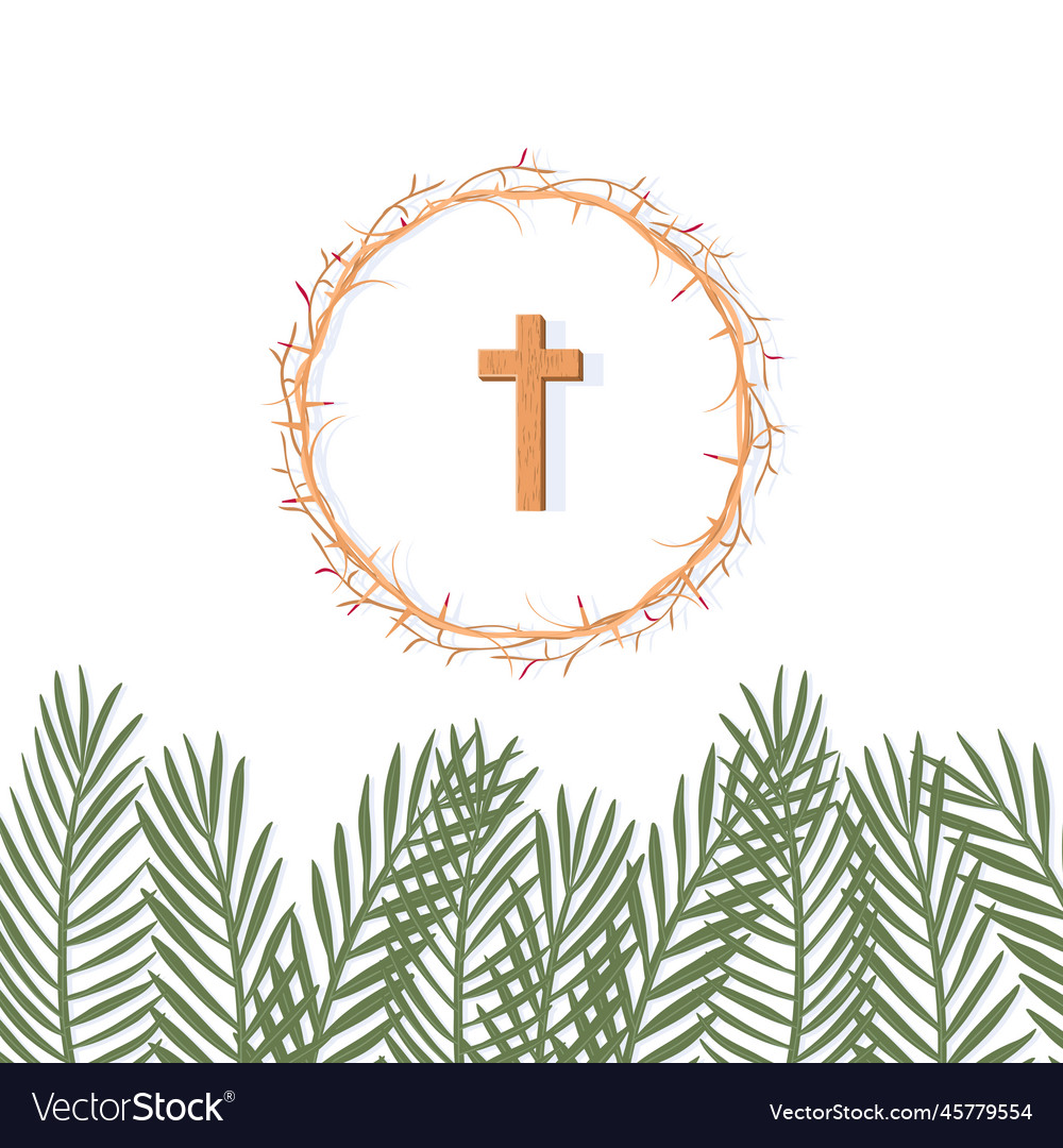 Palm sunday concept branches cross