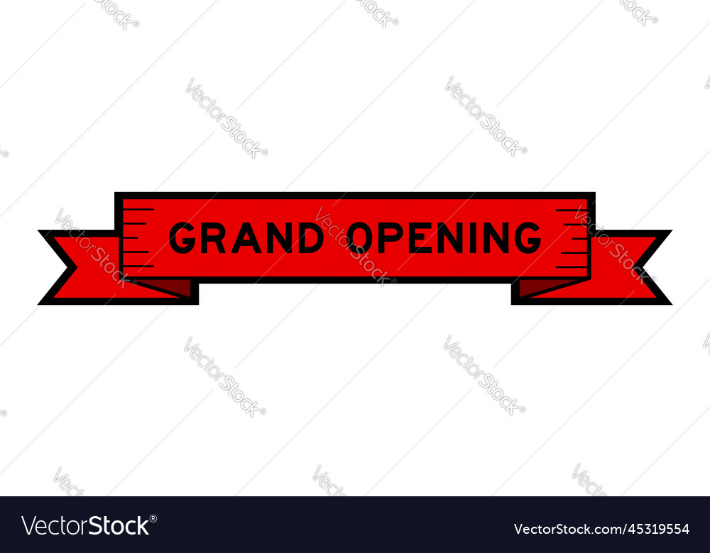 Ribbon label banner with word grand opening