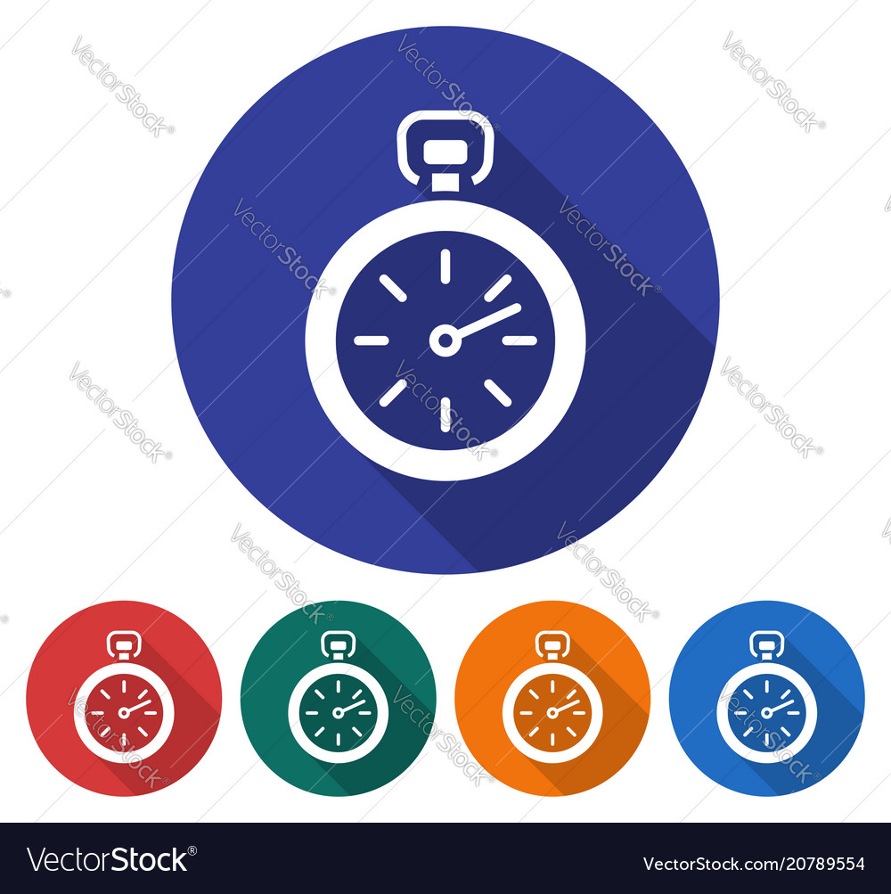 Round icon stopwatch flat style with long Vector Image