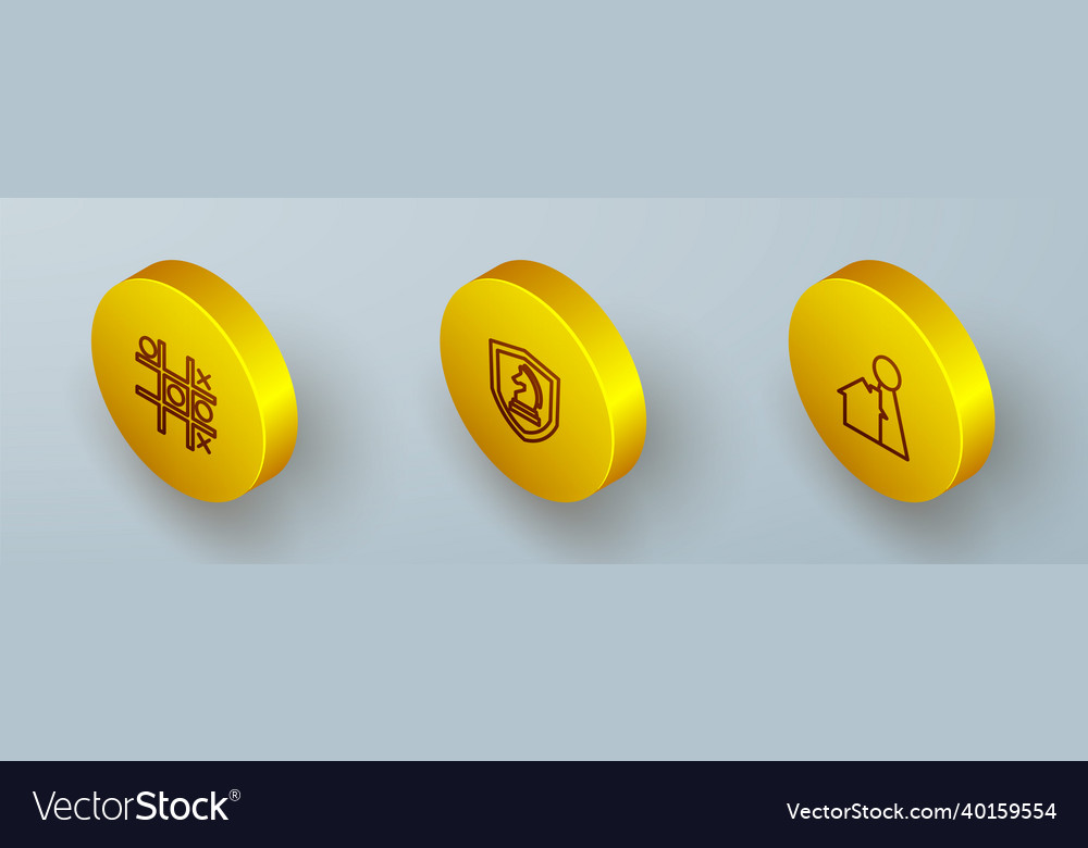 Set isometric line tic tac toe game chess vector image Set isometric line tic tac toe game chess