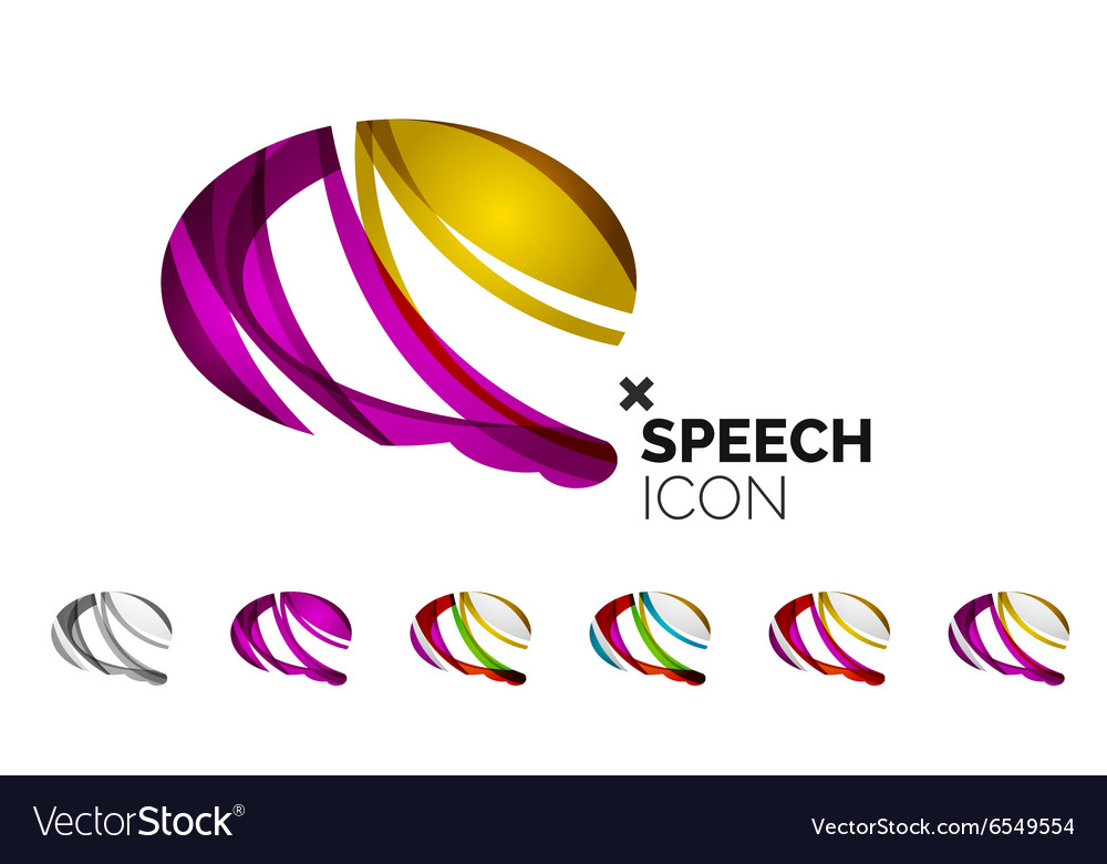 Set of abstract speech bubble and cloud icons