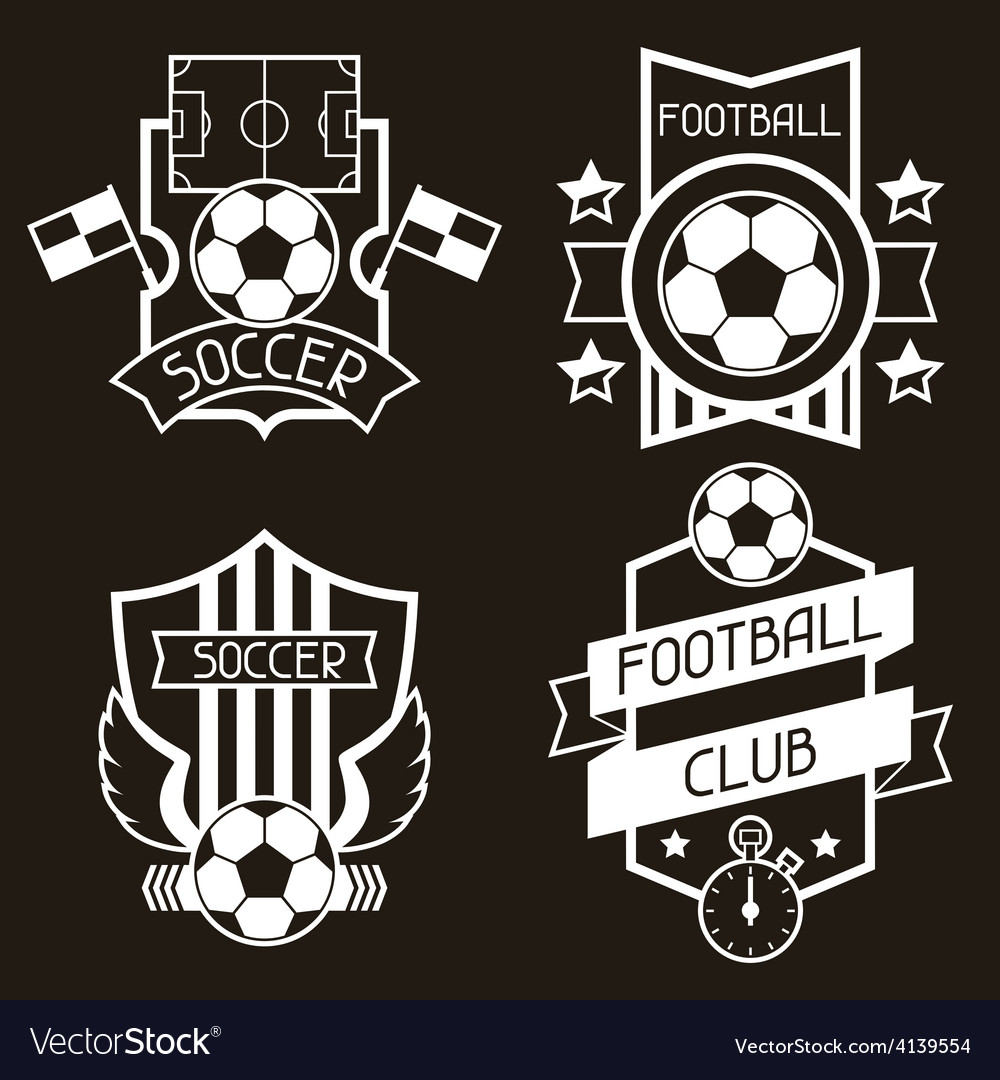 Set of sports labels with soccer football symbols