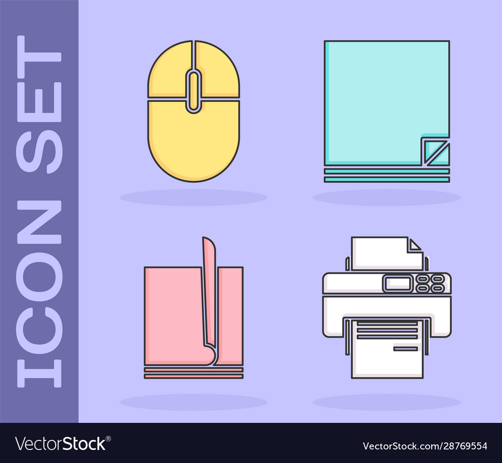 Set printer computer mouse file document vector image Set printer computer mouse file document
