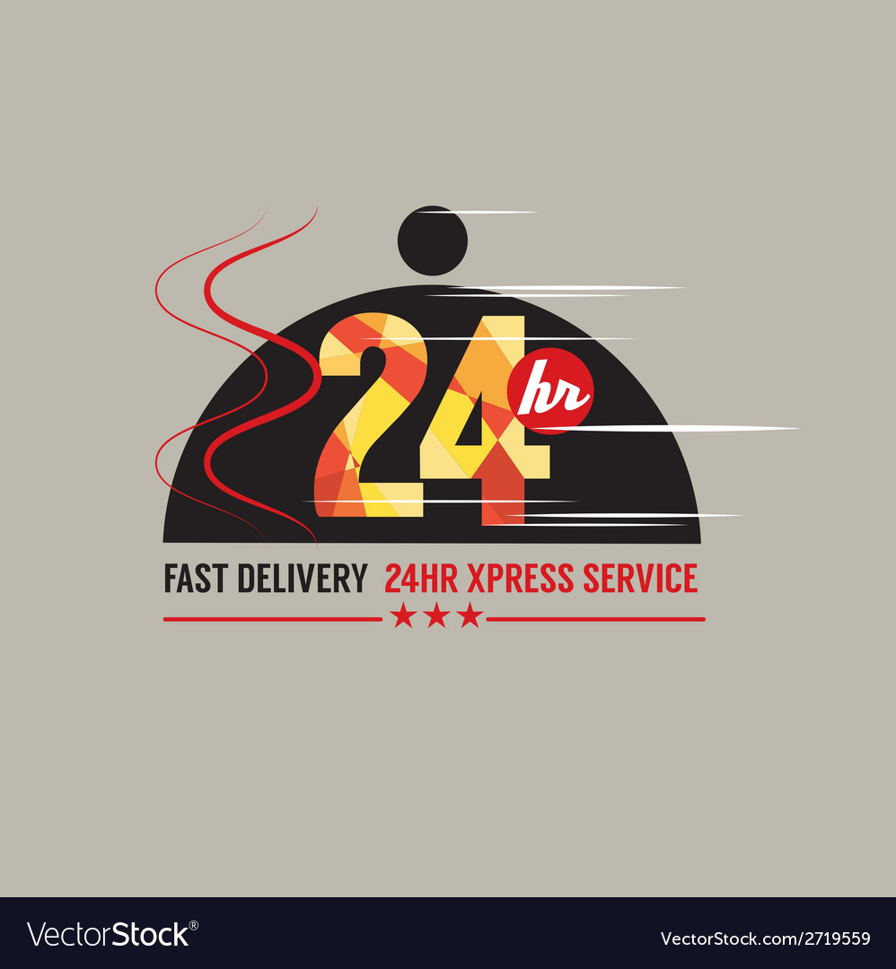 24 Hours Food Delivery Service Royalty Free Vector Image