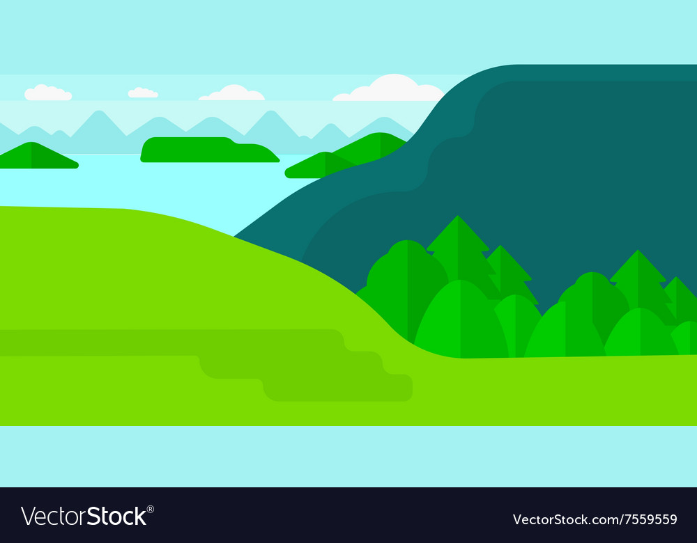 Background of landscape with mountains and lake Vector Image