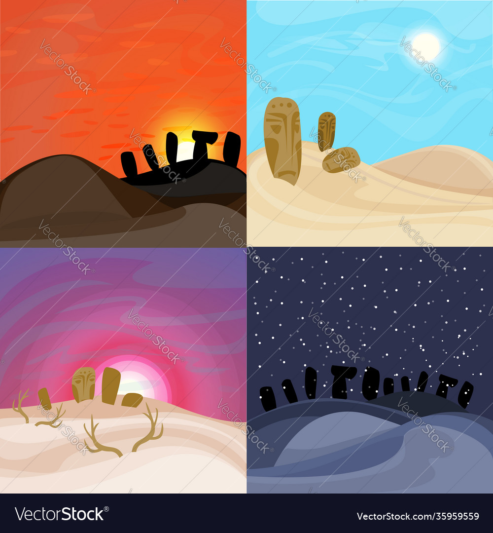 Beautiful desert landscapes set