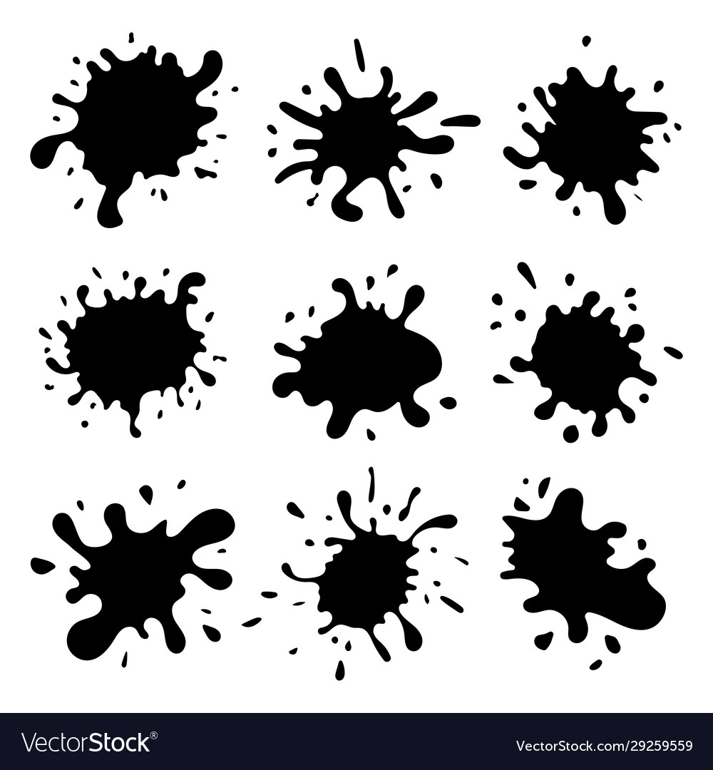 Black ink spots set on white background