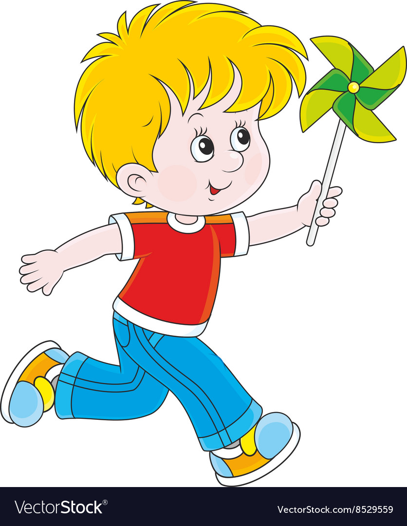 Boy with a whirligig Royalty Free Vector Image