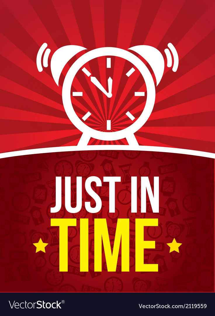 Clock over red background just in time