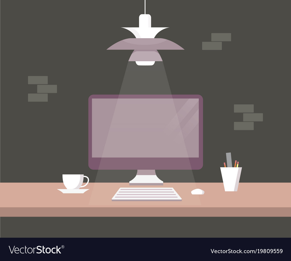Desktop of computer in flat style