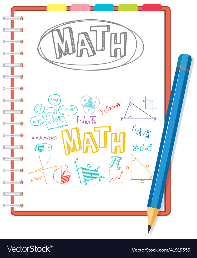 Doodle math formula on notebook page with pencil