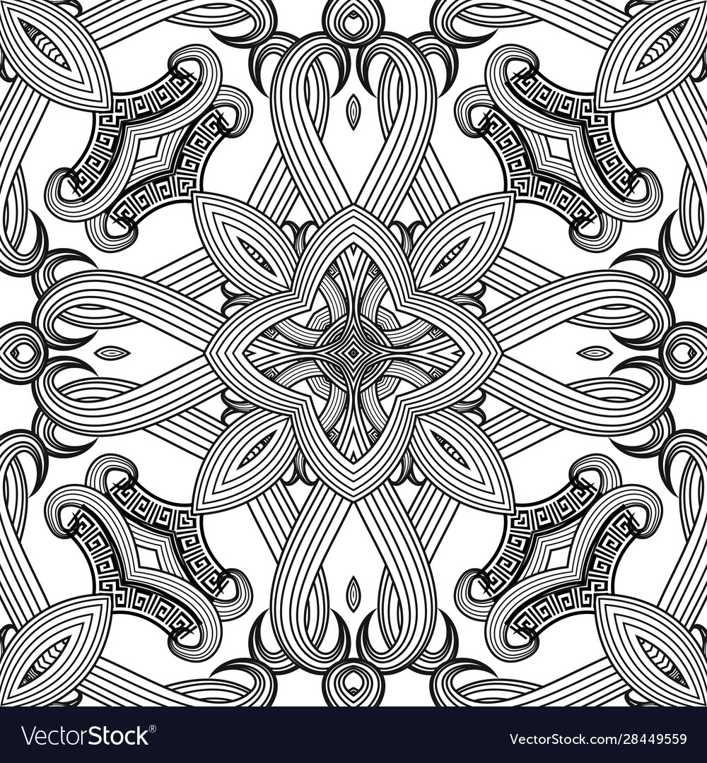 Greek floral intricate meanders seamless pattern Vector Image