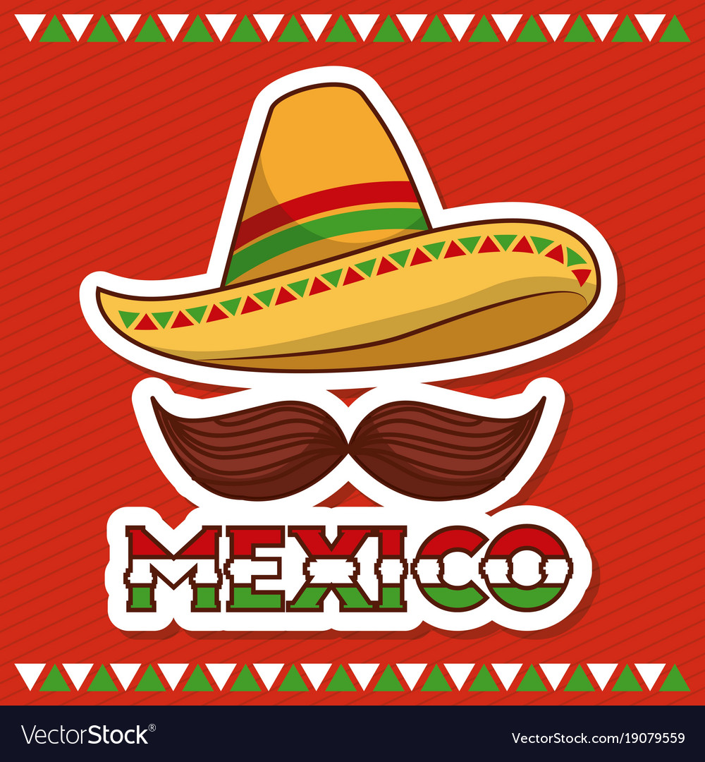 Mexico Hat And Mustache Poster Invitation Vector Image