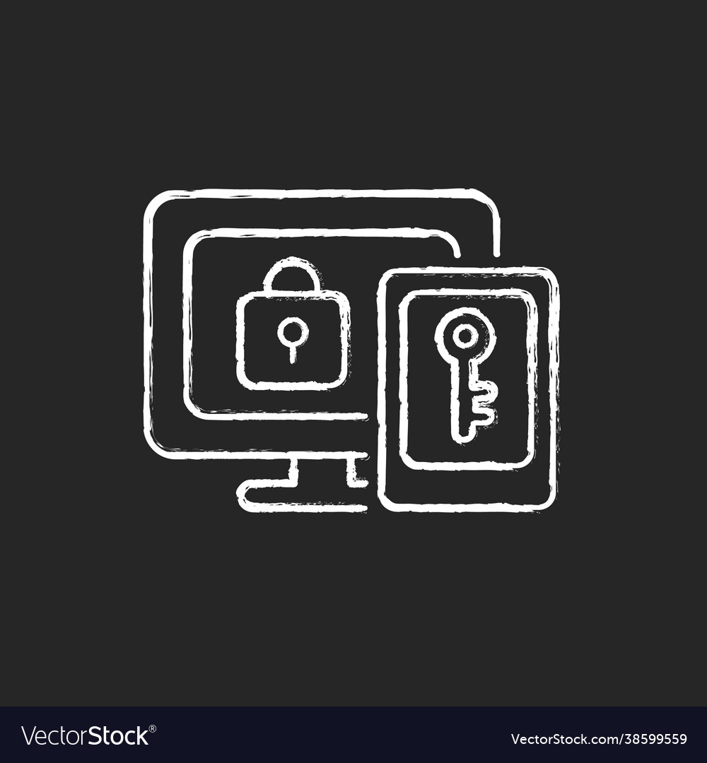 Multi-factor authentication chalk white icon vector image Multi-factor authentication chalk white icon