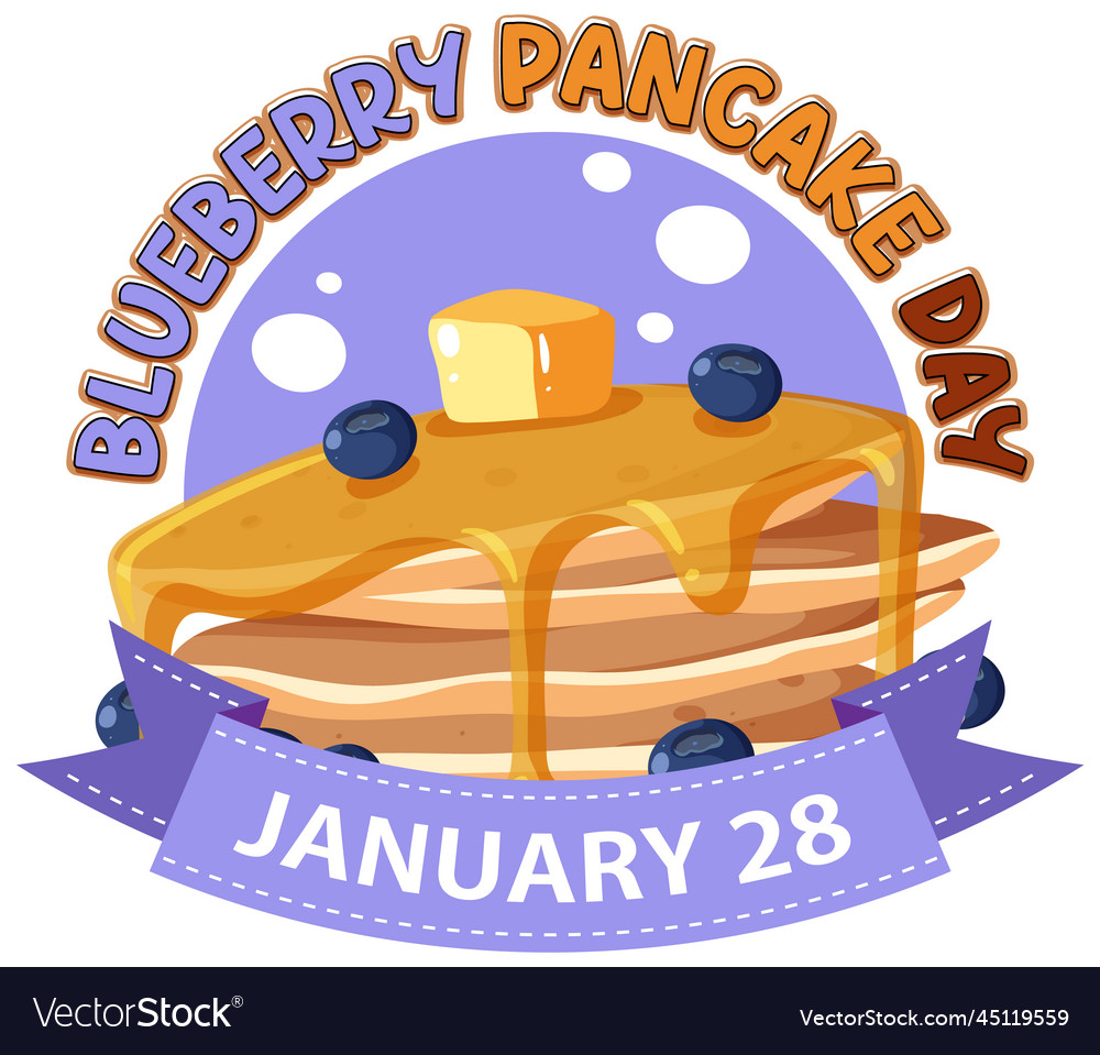 National blueberry pancake day banner Royalty Free Vector