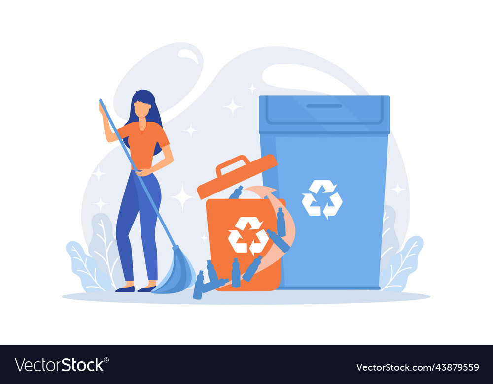 Plastic trash sorting recycling and reusing idea vector image Plastic trash sorting recycling and reusing idea