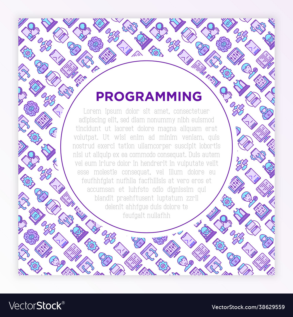 Programming concept with thin line icons Vector Image Programming concept with thin line icons
