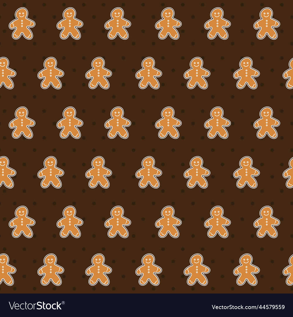 Seamless pattern with ginger cookies on a brown