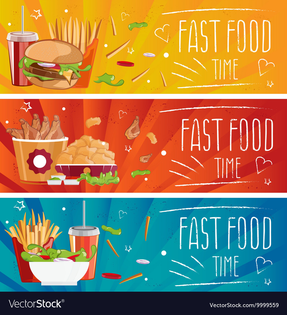 Set banners for theme fast food Royalty Free Vector Image