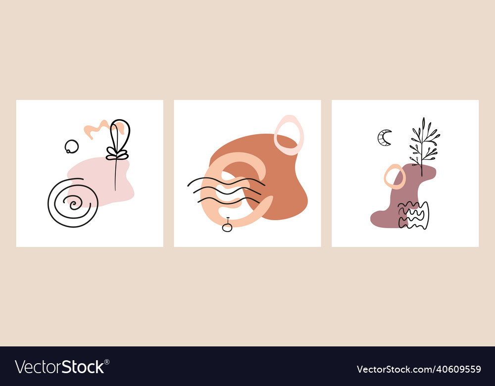 Set of hand drawn shape and line art objects