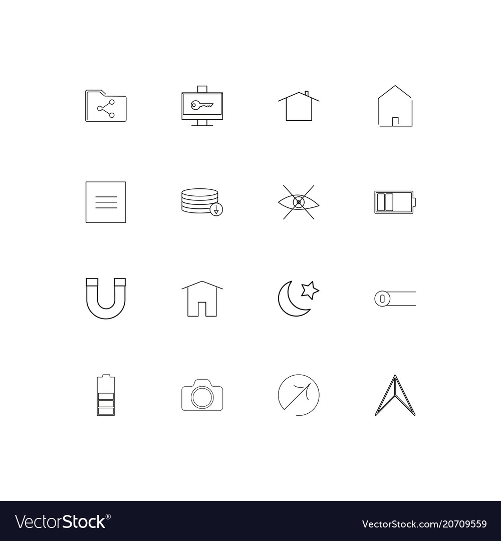 User interface simple linear icons set outlined