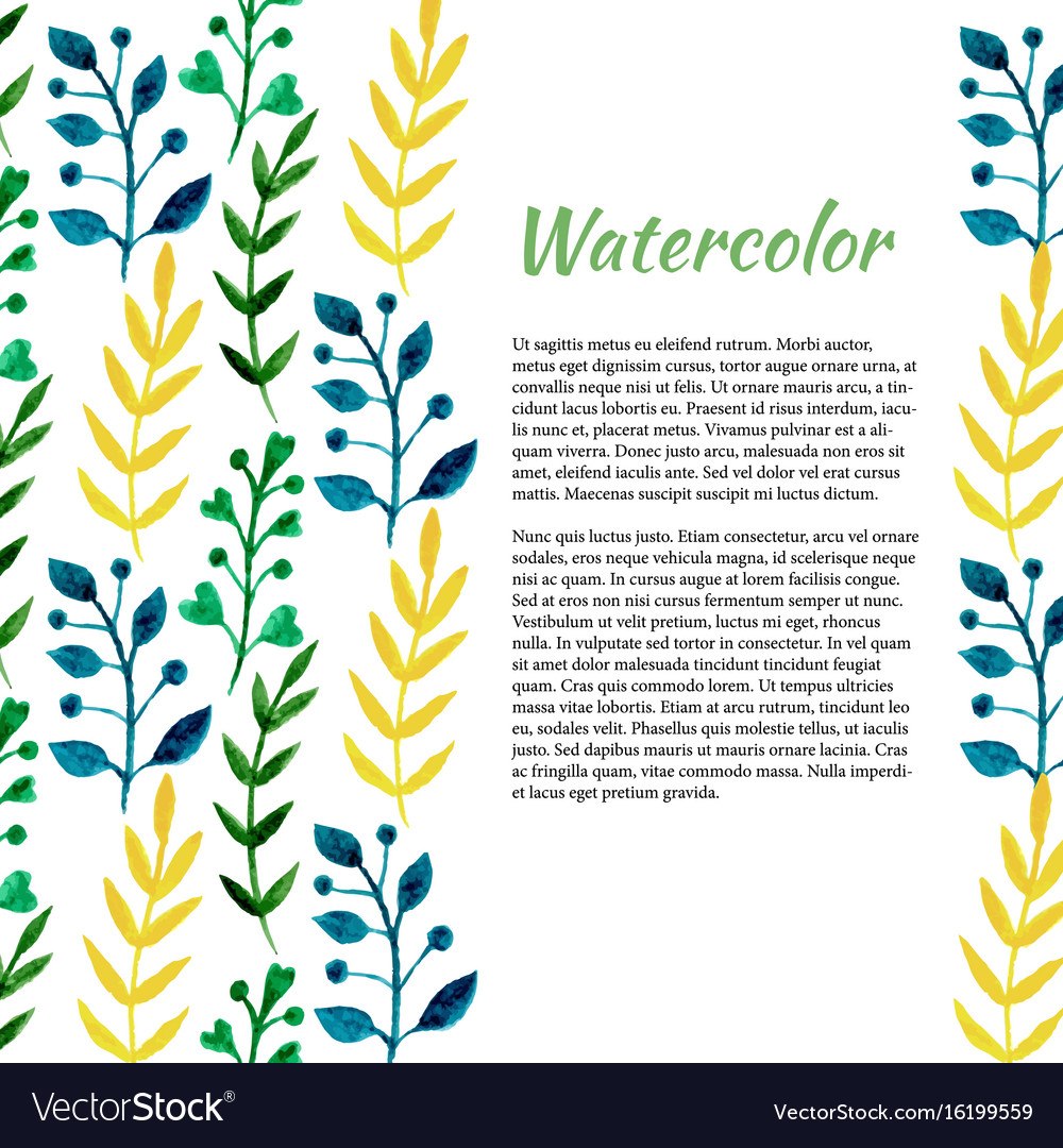 Watercolor Frame With Cute Leaves Floral Vector Image