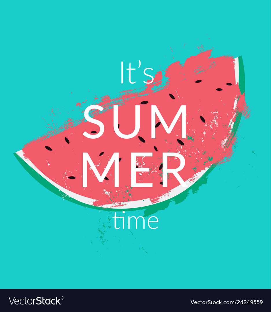 Watermelon slice with text lettering hello summer