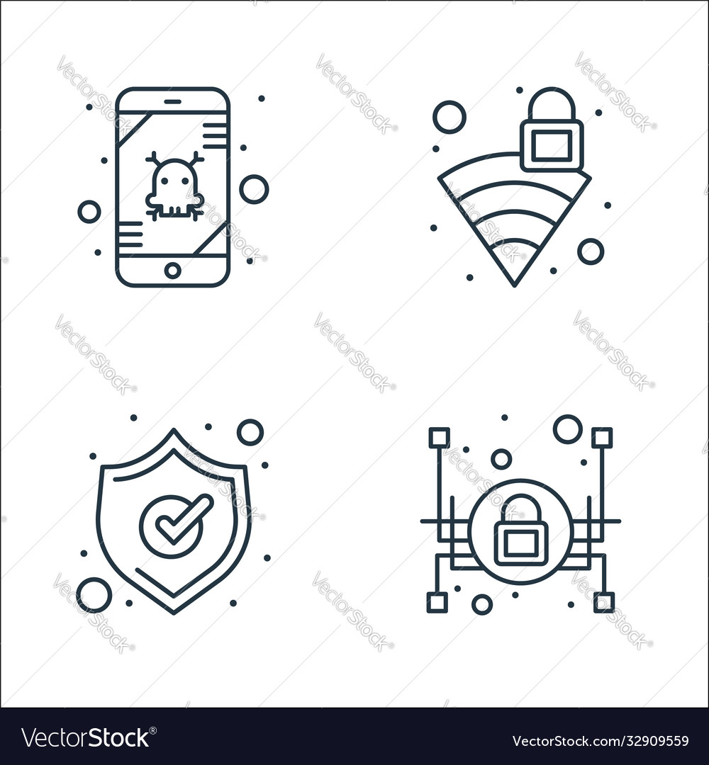 Web security line icons linear set quality