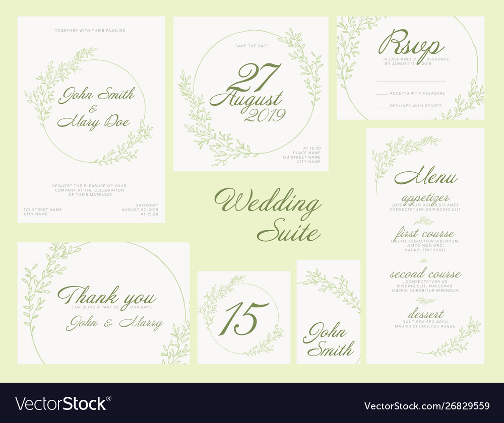 Wedding suite collection card templates
