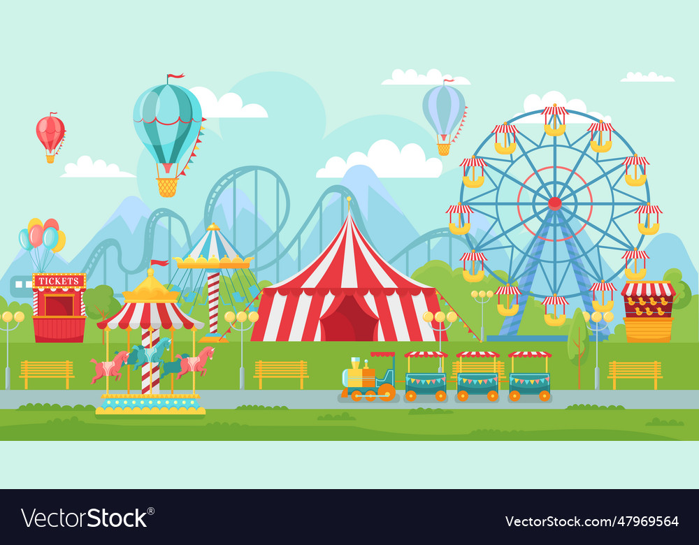 Amusing park festival amusement attractions Vector Image