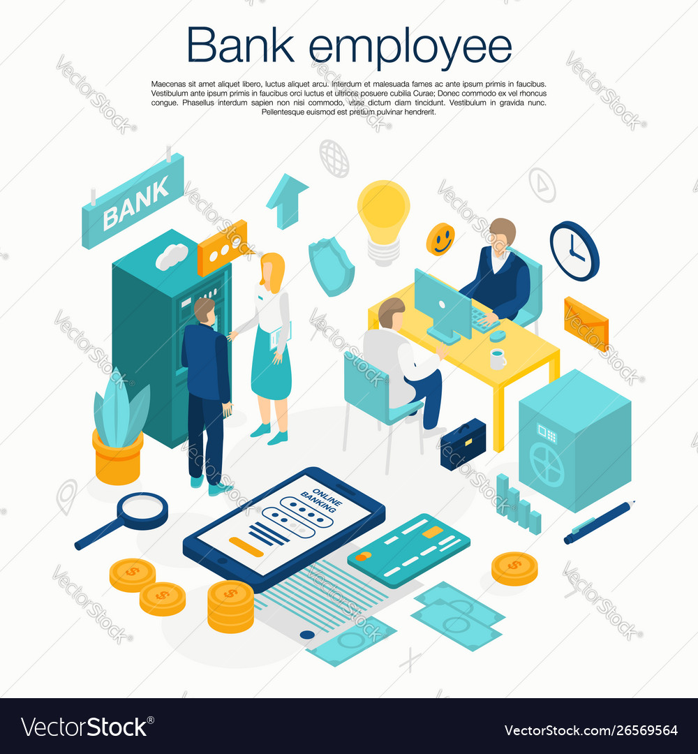 Bank Employee Service Concept Background Vector Image