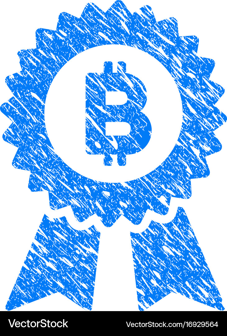 Bitcoin seal with ribbons grunge icon Royalty Free Vector