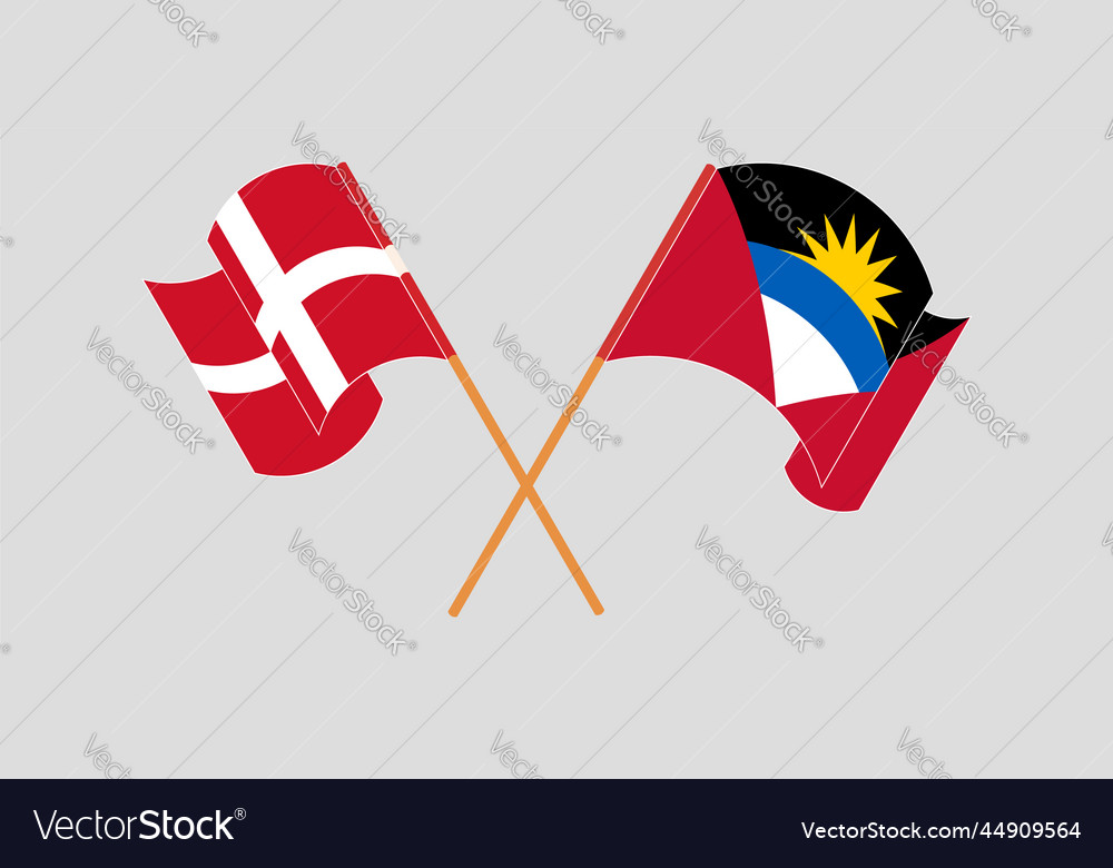 Crossed flags of antigua and barbuda denmark