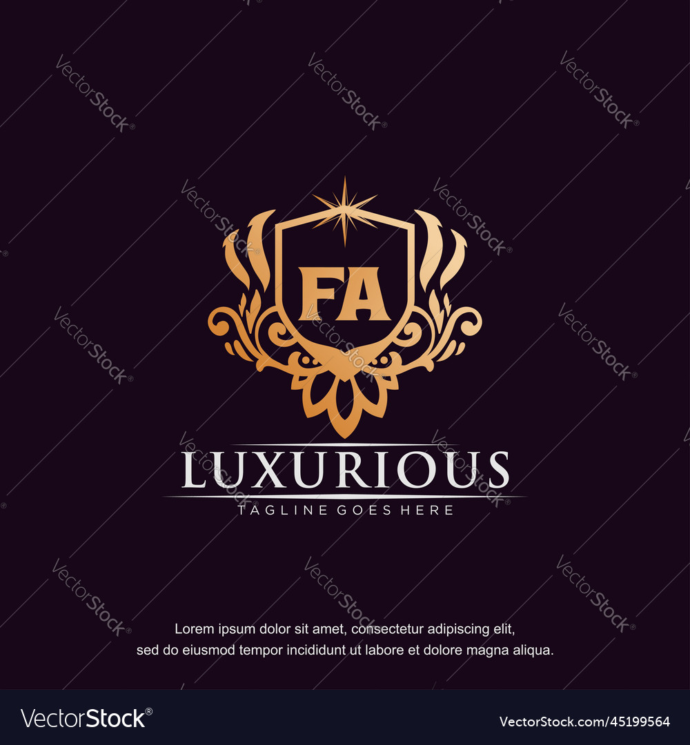 Fa initial letter luxury ornament gold monogram Vector Image