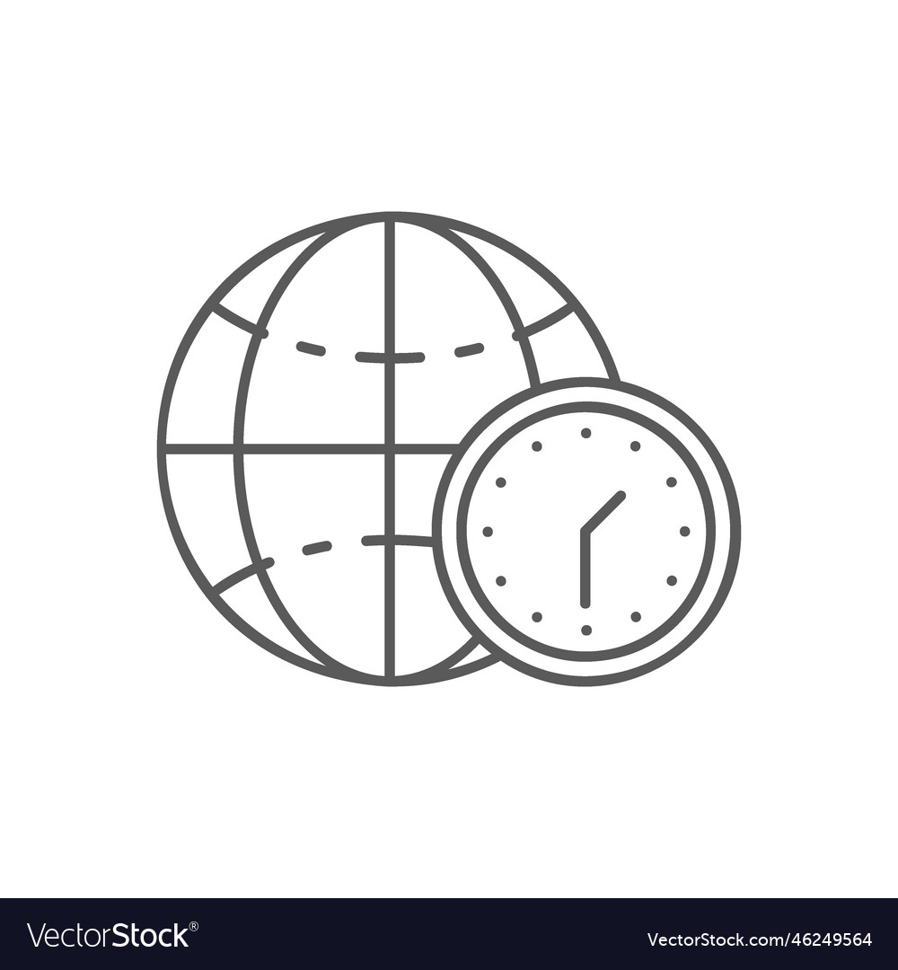 Globe earth with clock world time lineal icon Vector Image