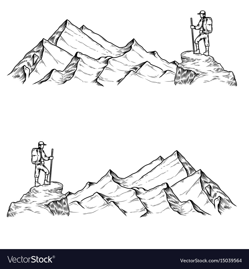 Hand drawn mountains Royalty Free Vector Image