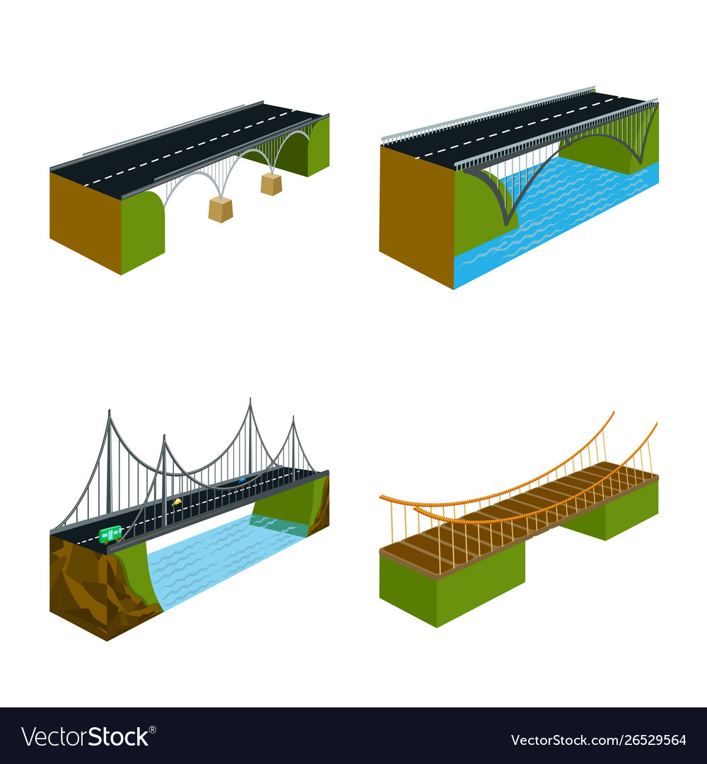 Isolated object bridgework and architecture vector image Isolated object bridgework and architecture