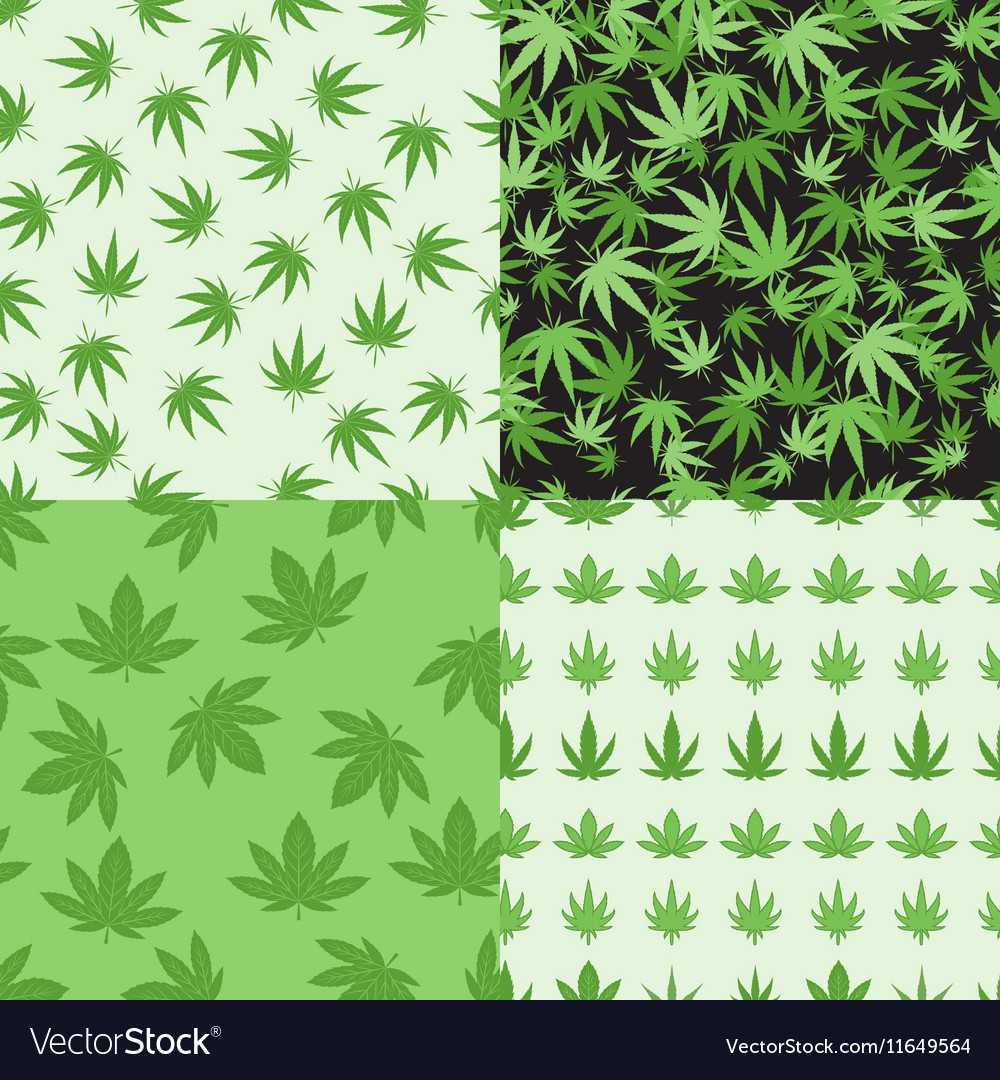 Marijuana background set seamless patterns