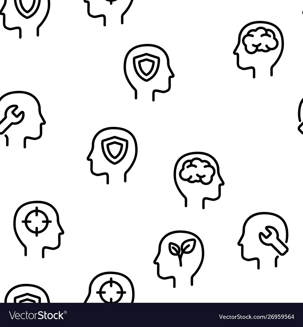 Mind elements seamless pattern vector image Mind elements seamless pattern