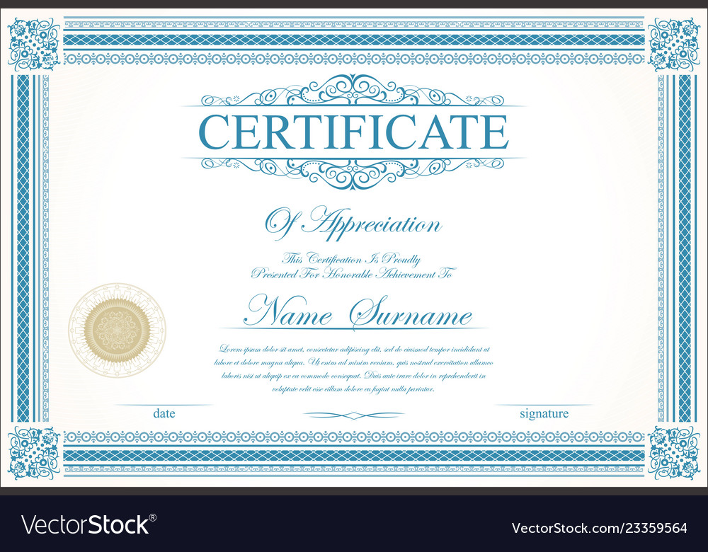 Retro vintage certificate or diploma template Vector Image