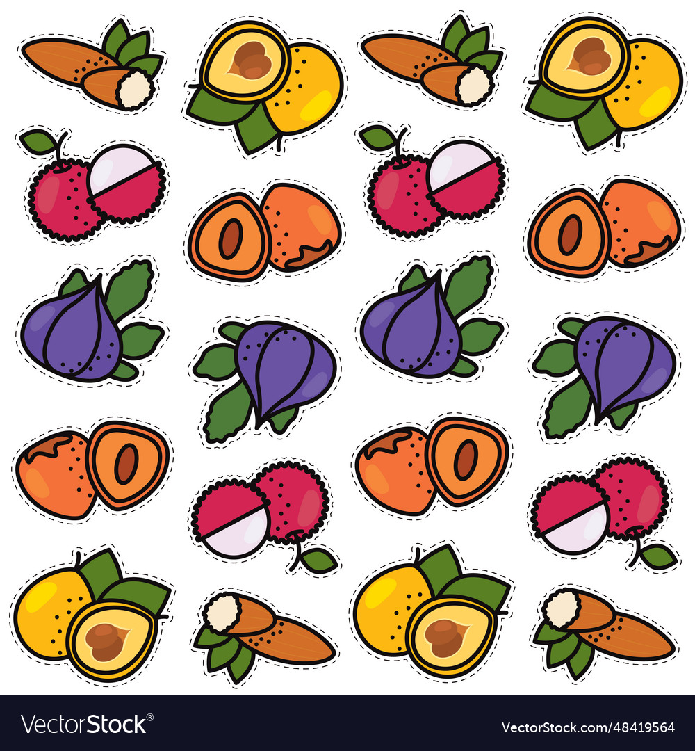Seamless pattern background with set of fruit