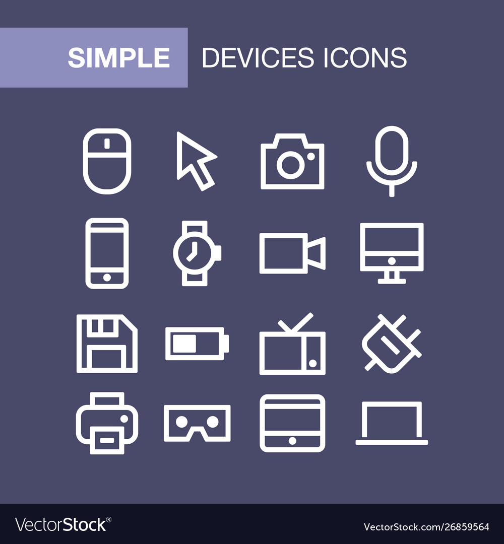Set device icons for simple flat style ui vector image Set device icons for simple flat style ui