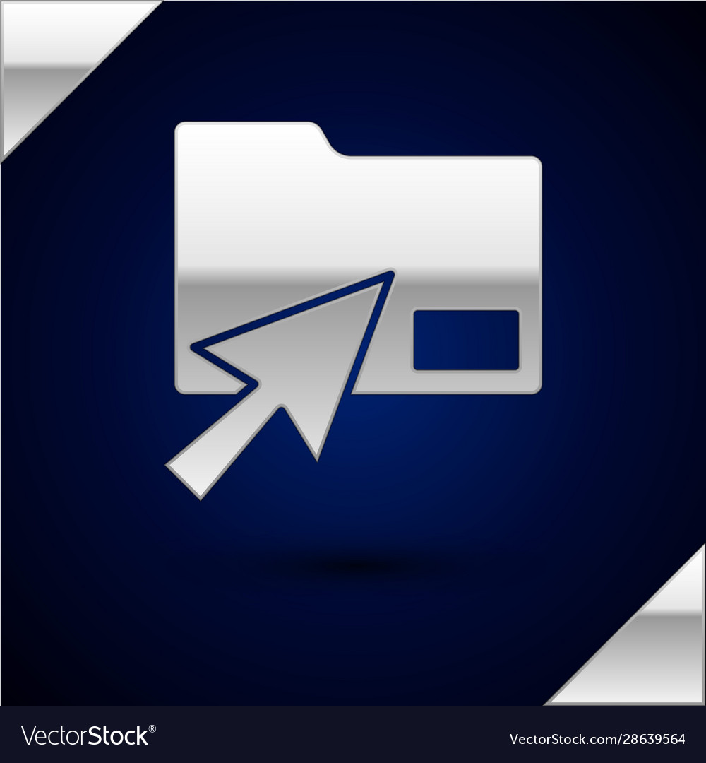 Silver cursor click document folder icon isolated vector image Silver cursor click document folder icon isolated