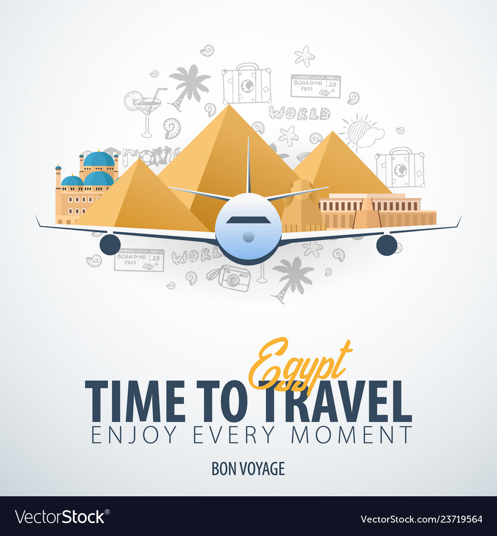 Travel to egypt time banner Royalty Free Vector Image