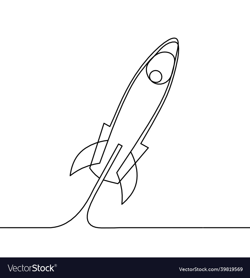 Abstract rocket as continuous line drawing vector image Abstract rocket as continuous line drawing